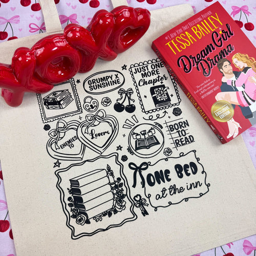 Bookish Romance Tropes Canvas Tote Bag